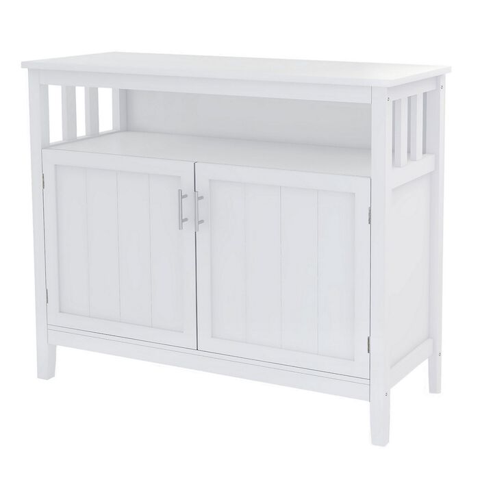 Zoh 40 Inch Double Door Sideboard Cabinet Console with 1 Open Shelf, White - Benzara
