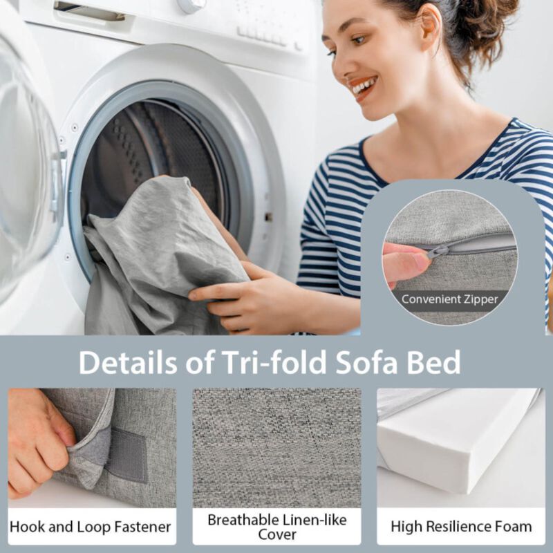 Hivvago 6 Inch Tri-fold Sofa Bed Folding Mattress with Pillow