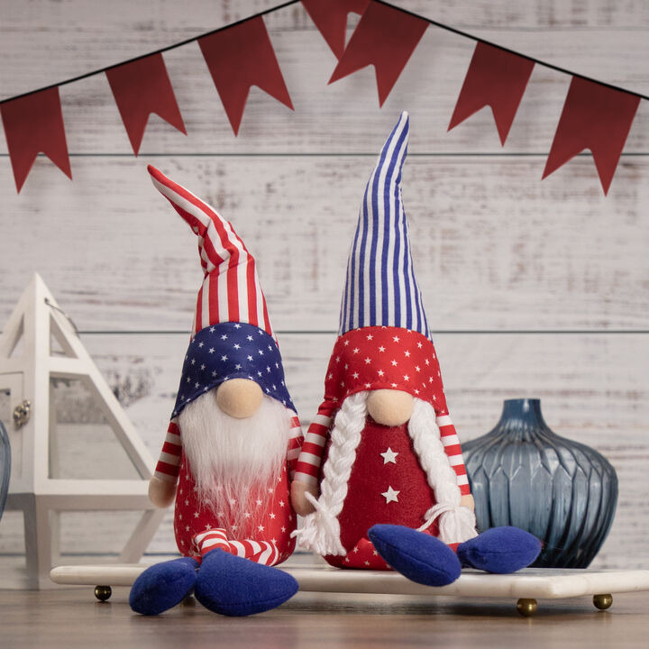 17.75" Sitting Patriotic Boy 4th of July Gnome