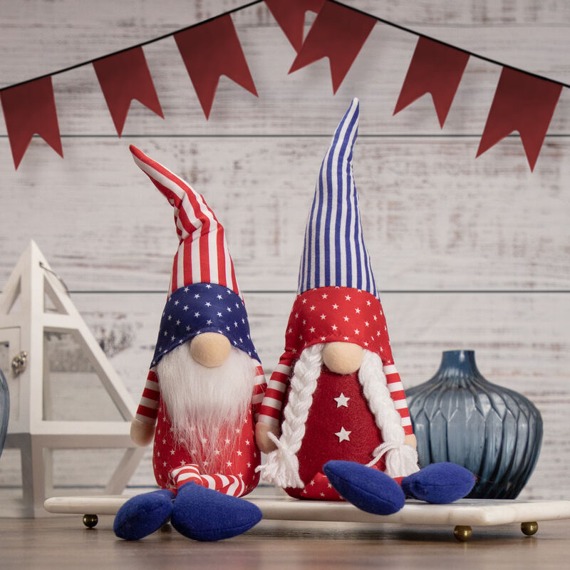 17.75" Sitting Patriotic Boy 4th of July Gnome