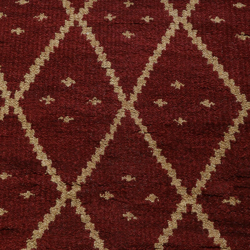 HAND KNOTTED WOOL Geometric AREA RUGS  - 10'x14', Rectangle Shape, Red Gold Color, Geometric Modern, Medium Pile Handmade Area Rugs for Living Room, Bed Room (N01118)