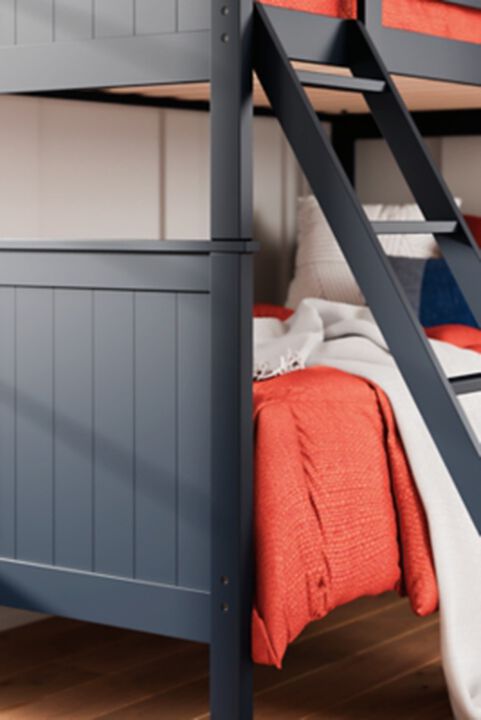 Nextonfort Twin Over Twin Bunk Bed in Blue