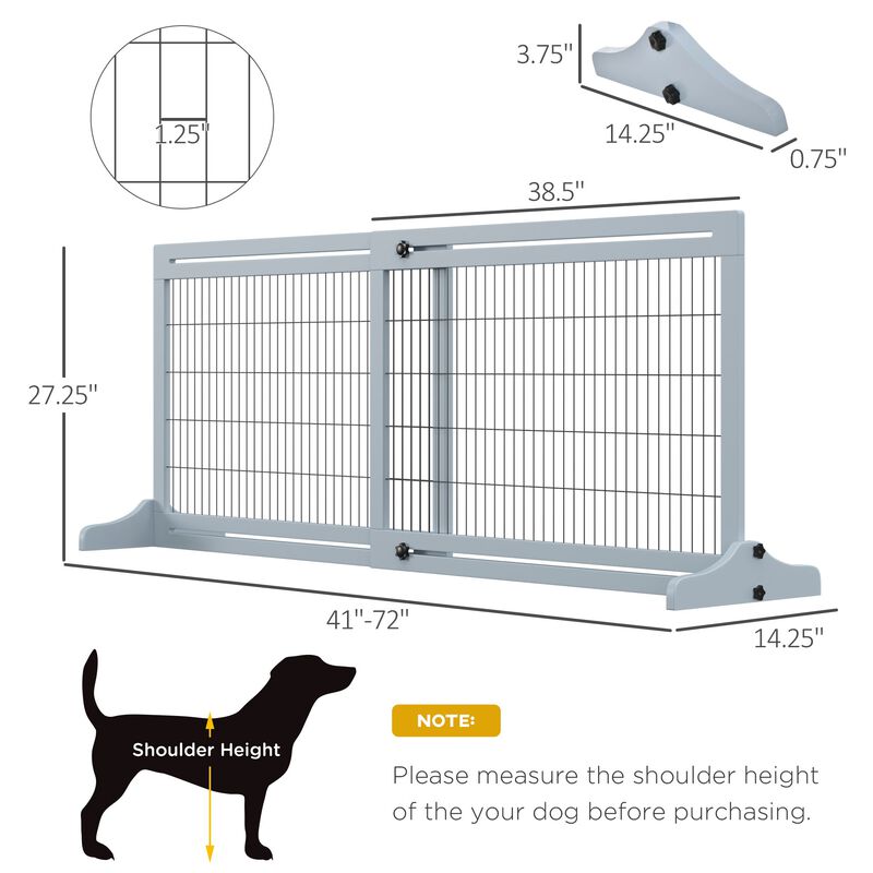 Blue Gray Pet Barrier: 72"W x 27.25"H Freestanding Adjustable Gate