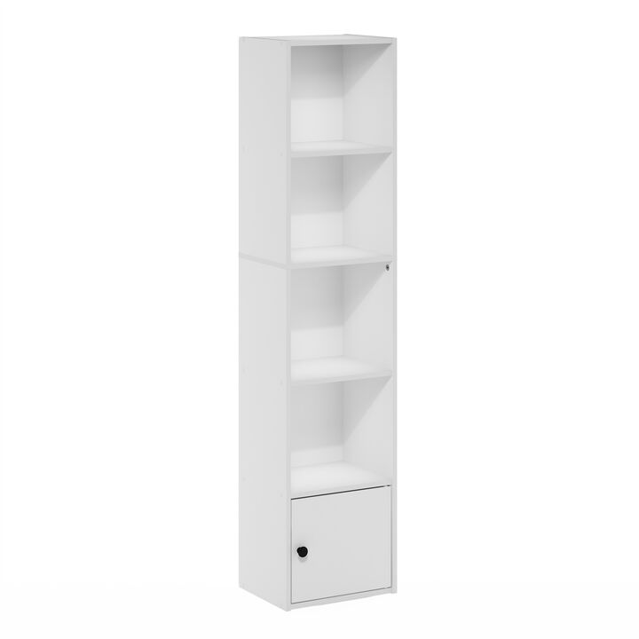 Furinno Luder Shelf Bookcase with 1 Door Storage Cabinet, White