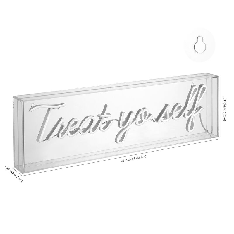 Treat Yo Self 20" Contemporary Glam Acrylic Box USB Operated LED Neon Light