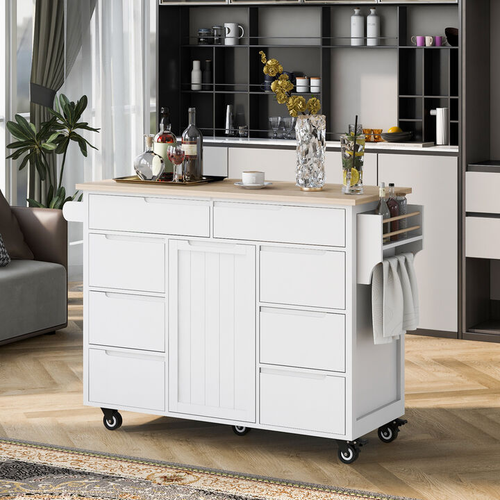 Merax Kitchen Cart with Rubber Wood Countertop