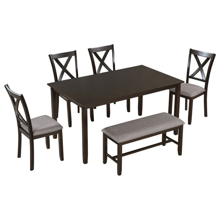 Merax Rustic 6-Piece Kitchen Dining Table Set