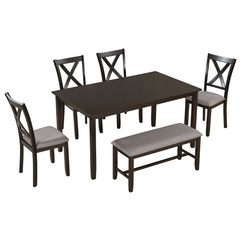Merax Rustic 6-Piece Kitchen Dining Table Set