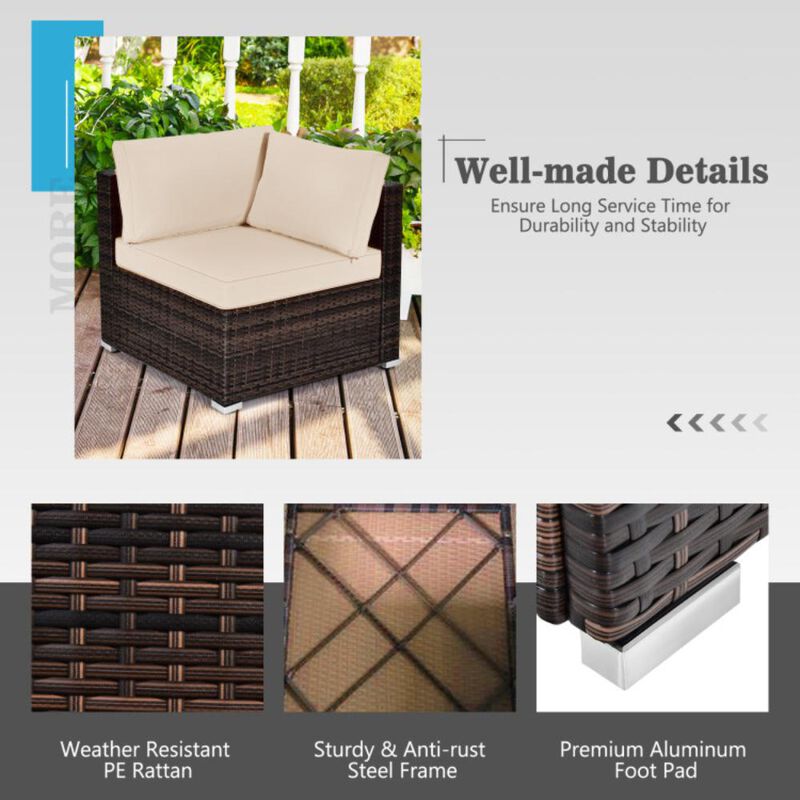 Hivvago 6 Pieces Patio Rattan Furniture Set with Cushions