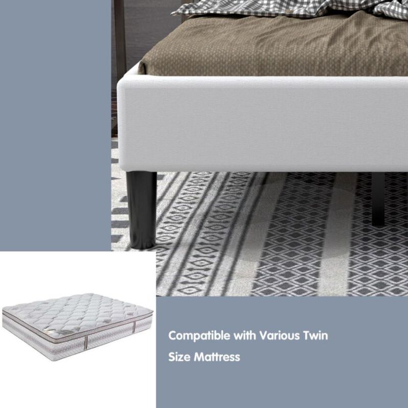 Hivvago Twin Upholstered Bed Frame with Button Tufted Headboard