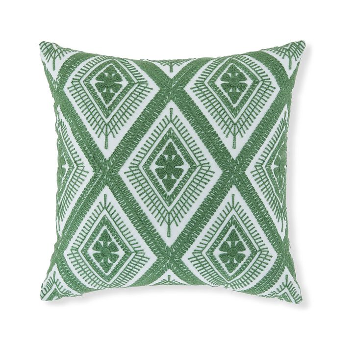 Valey 16 Inch Accent Pillow Set of 4, Indoor Outdoor, Diamond Green White -