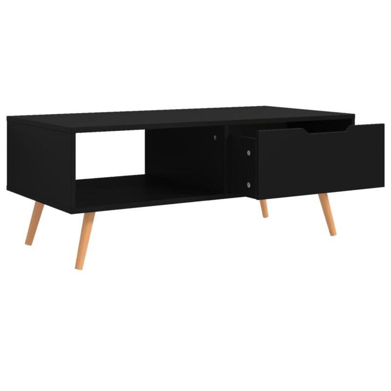vidaXL Coffee Table - Scandinavian Style, Black, Engineered Wood, 39.4"x19.5"x16.9", Easy Assembly, Ideal for Living Room