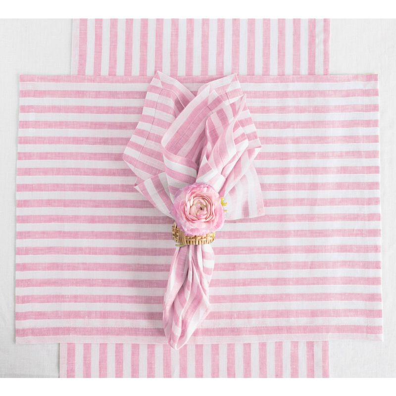 Solino Home 100% Pure Linen 14 x 19 Inch Placemats Set of 4 | Amalfi Stripe