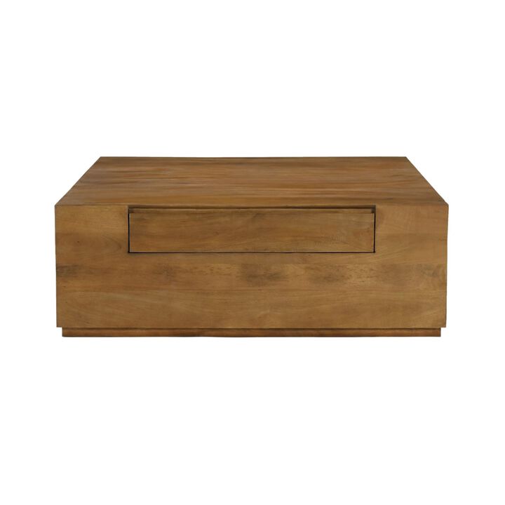 Flagstaff Square Cocktail Table in Spice Tan with 2-Drawers