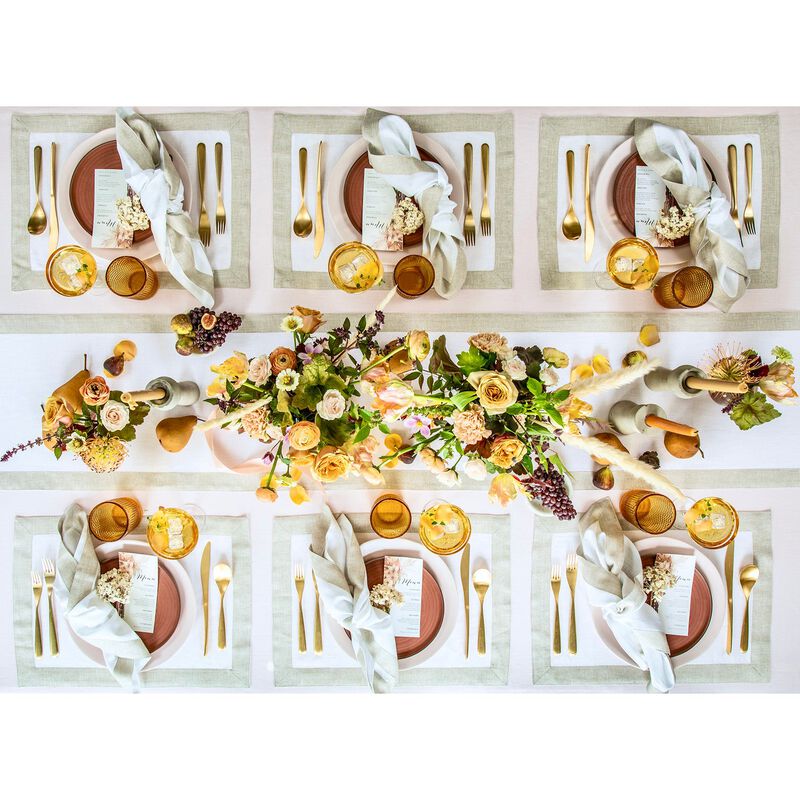 Solino Home 100% Pure Linen Table Runner | Festive Edge for Thanksgiving, Christmas