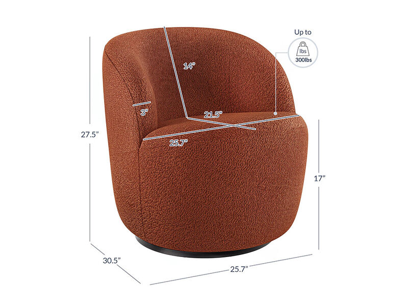 BELLEZE Swivel Barrel Chair, Velvet Modern Round Swivel Accent Chair, 360° Upholstered Swivel Single Sofa Armchair, Comfy Swivel Accent Chair for Living Room Bedroom - Slate (Brick)