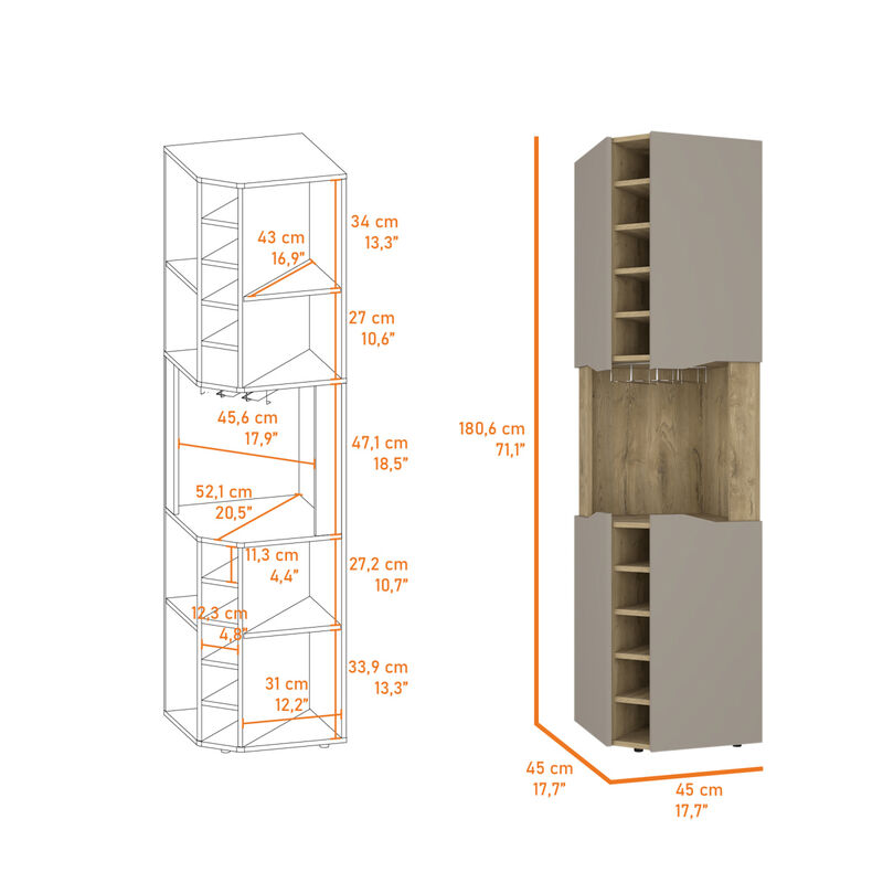 Essex 10-Bottle Bar Cabinet Macadamia And Taupe