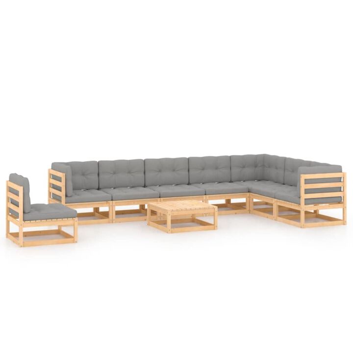 vidaXL 9 Piece Garden Lounge Set with Cushions Solid Pinewood