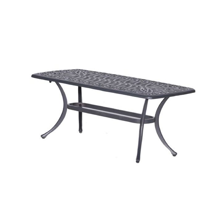 42 Inch Arbor Rectangular Outdoor Metal Coffee Table, Gunmetal Gray-Benzara