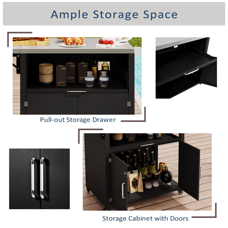 Merax Kitchen Island with Expandable Work Surfaces