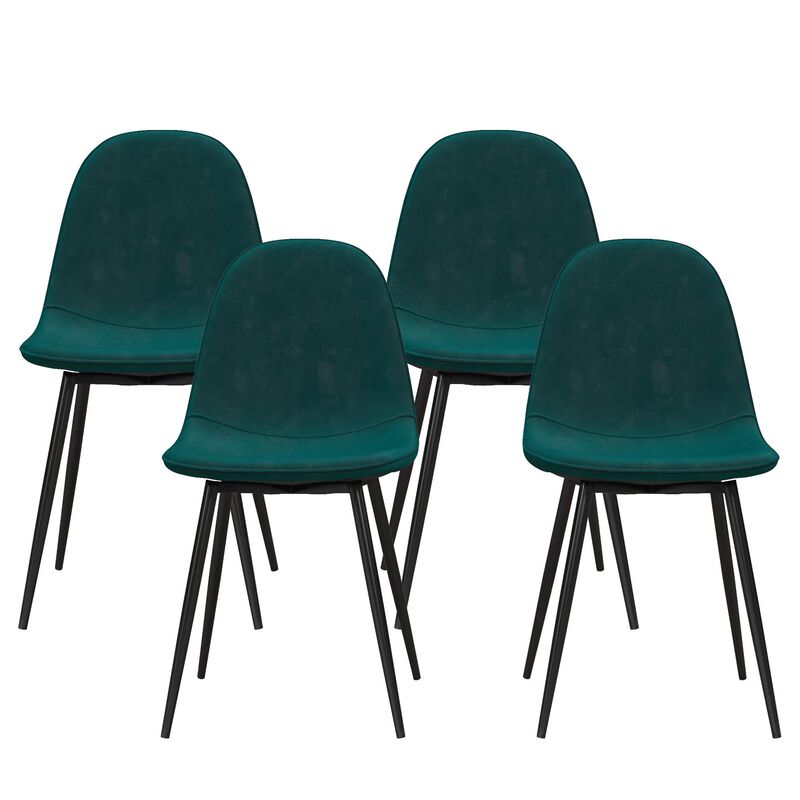 REALROOMS Brandon Upholstered 4-Piece Dining Chairs, 4-Pack, White Faux Leather