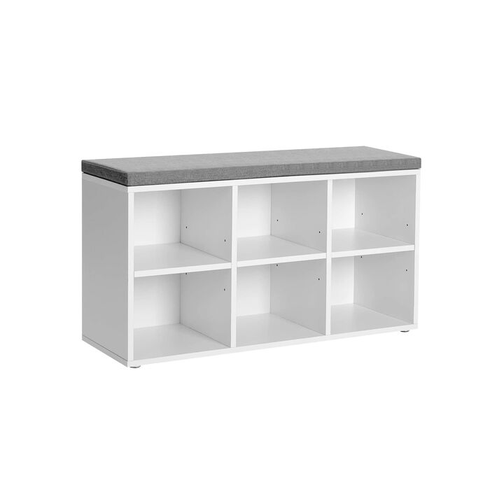 Shoe Bench with 6 Compartments and 3 Adjustable Shelves - Stylish Shoe Storage Organizer