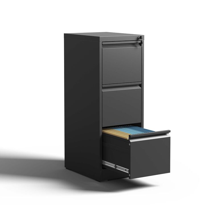 3 Drawer Metal Vertical File Cabinet with Lock Office Home Steel Vertical File Cabinet