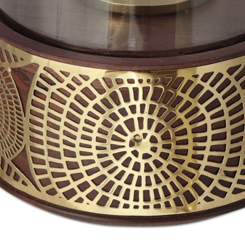 Decorative 12 Inch Candle Holder Hurrican with Rounded Glass Cover -Benzara