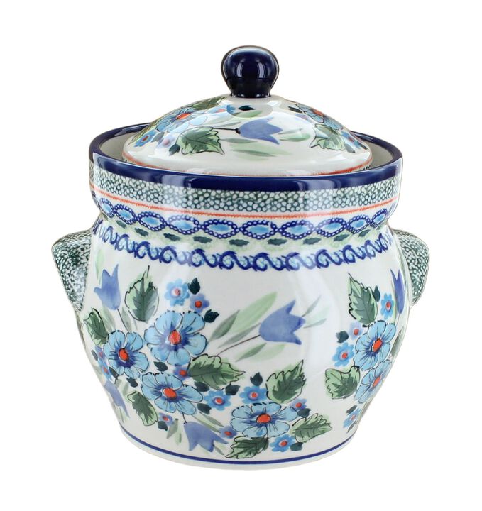 Blue Rose Polish Pottery Stars & Stripes Small Container