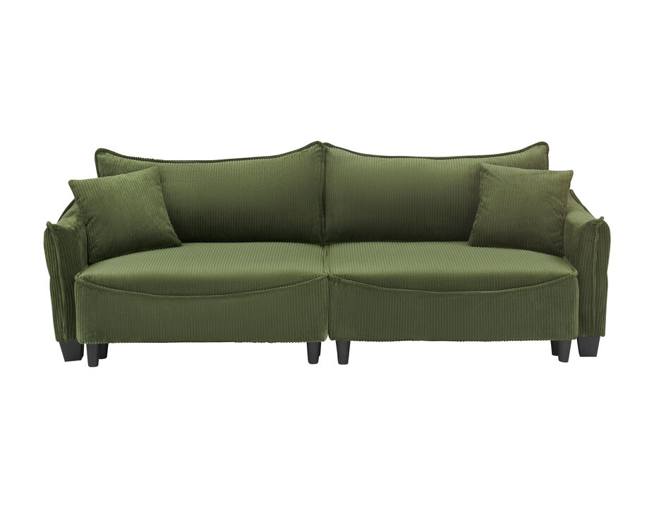 Merax Corduroy Fabric Loveseat Sofa Bed with Pillows