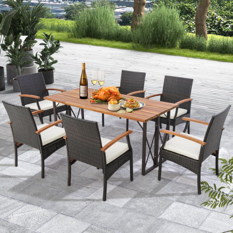 Hivvago Set of 2/4 Patio Dining Chair with Soft Zippered Cushion