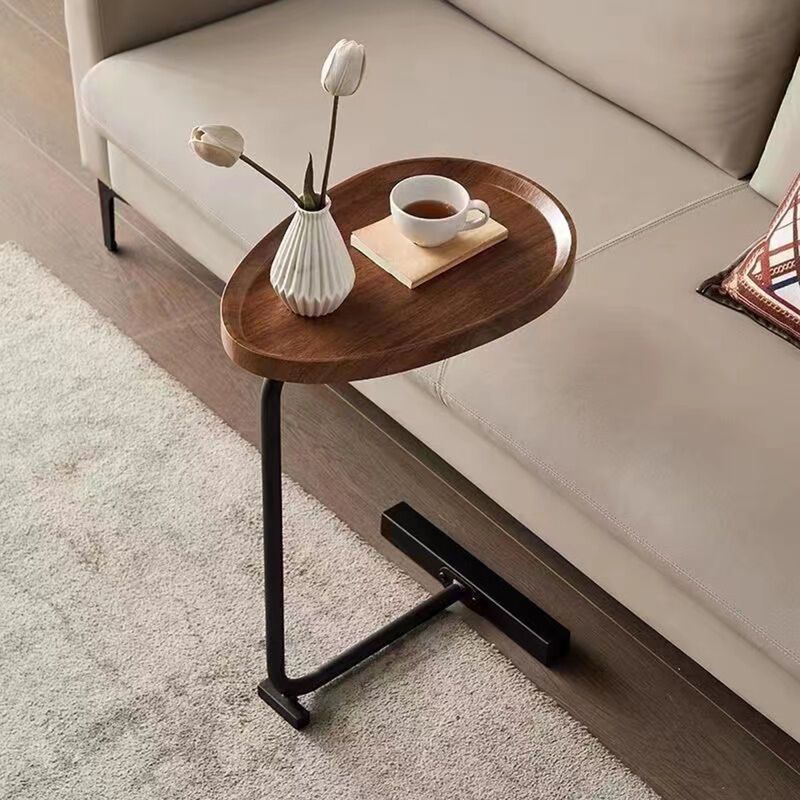 2 Pieces Brown Cshaped Side Table, Small Sofa Table For Small Spaces, Living Room, Bedroom
