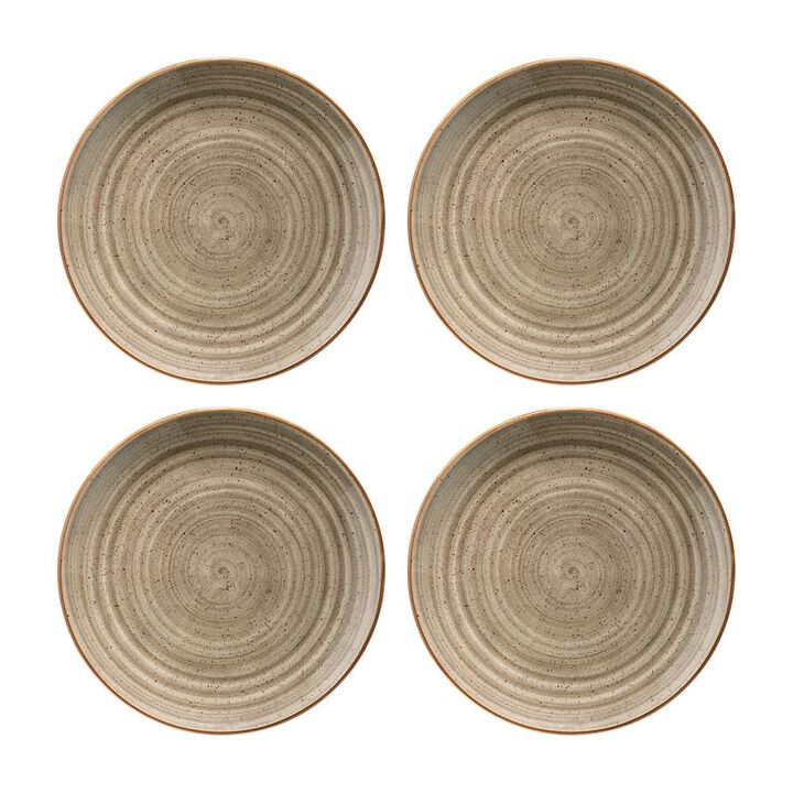 Terrain dia.7.5" Round Brown Porcelain Plate (Set of 4)