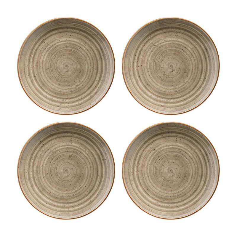 Terrain dia.7.5" Round Brown Porcelain Plate (Set of 4)