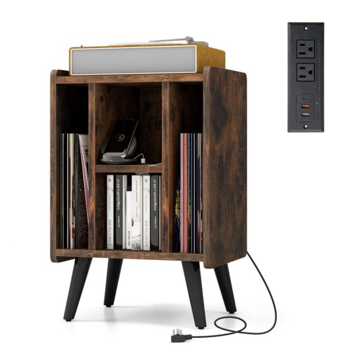 Hivvago Vinyl Record Storage Turntable Stand with 4 Open Shelves