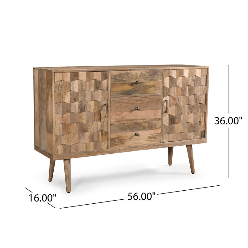 Merax Natural Sideboard Cabinet with 3 Drawers