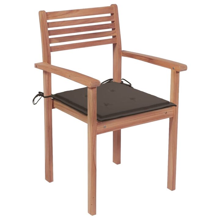 vidaXL Stackable Garden Chairs with Cushions 8 pcs Solid Teak Wood