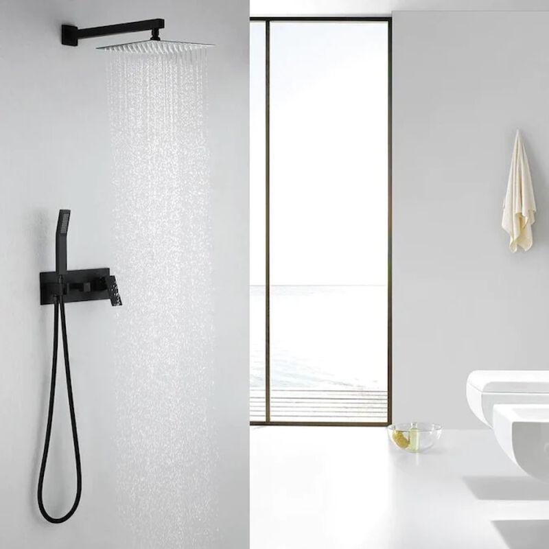 Hot Sale Matte Black Wall Mounted Bathroom Complete Shower Set