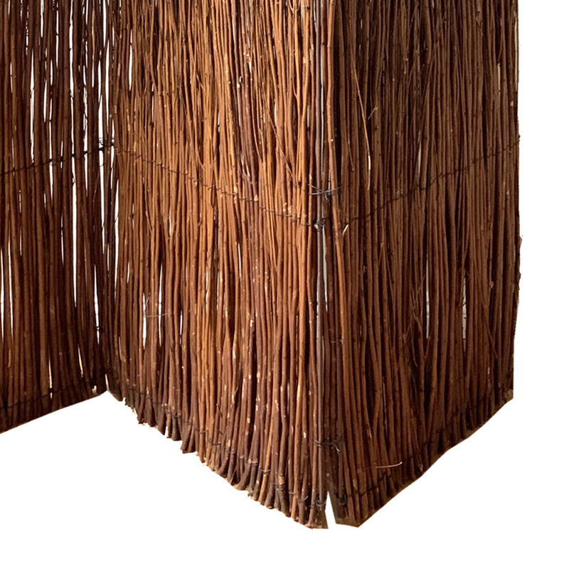 3 Panel Vertically Aligned Willow Branches Room Divider, Brown - Benzara