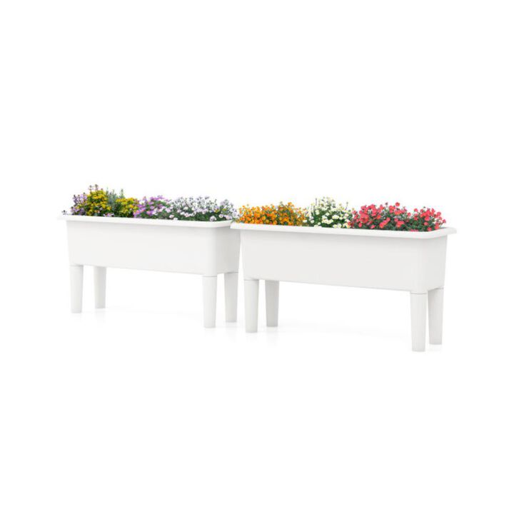 2 PCS Raised Garden Beds Self-Watering Planter Box with Detachable Legs and Drainage Hole