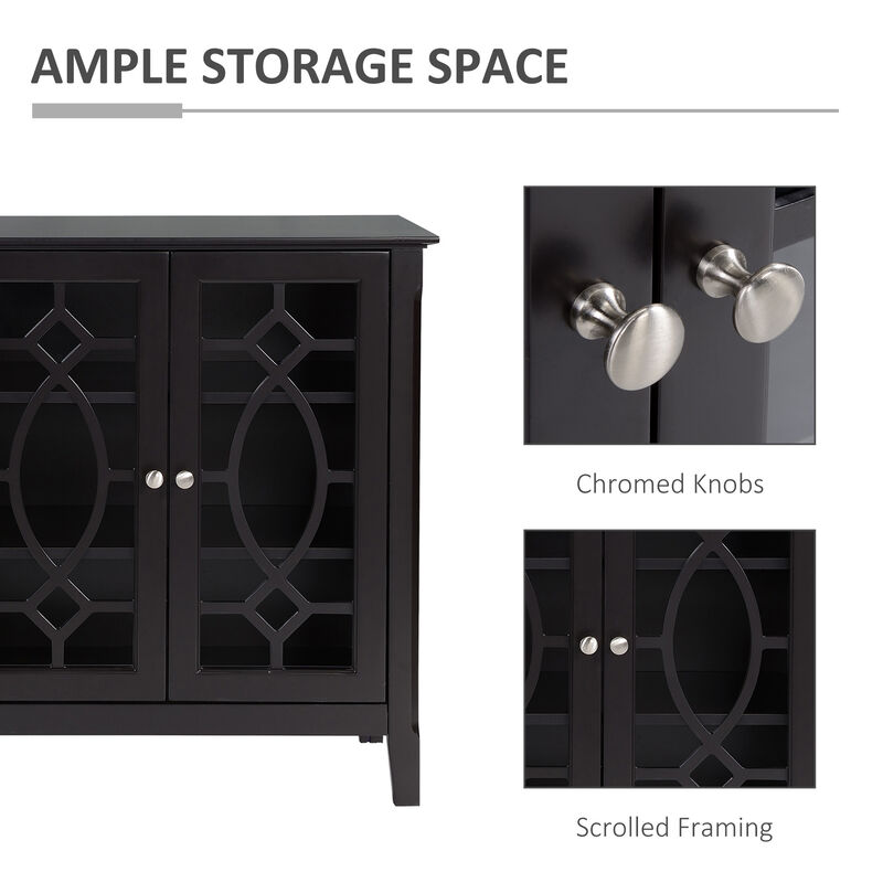 HOMCOM Sideboard Buffet Cabinet, Kitchen Storage Cabinet, Glass Door Accent Cabinet with Adjustable Shelves, Espresso