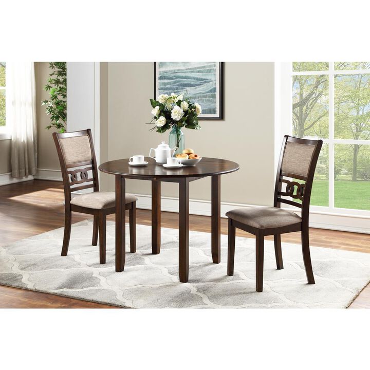 New Classic Furniture Gia 3-Piece 42 Wood Round Dining Set with 2 Chairs in Cherry
