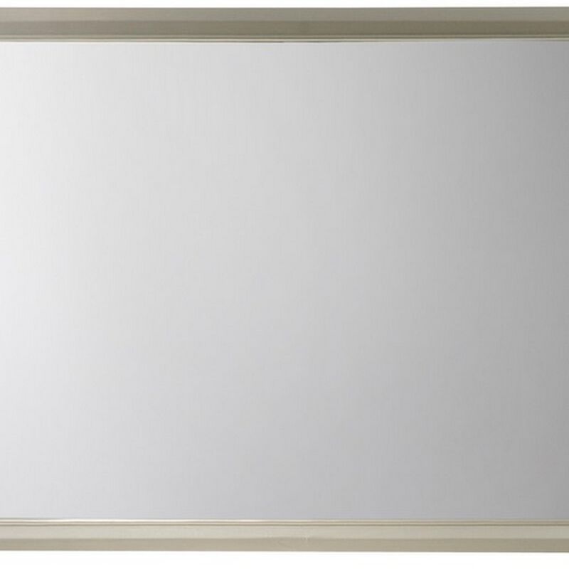 Rectangular Wood Encased Dresser Top Mirror, Champagne Silver-Benzara