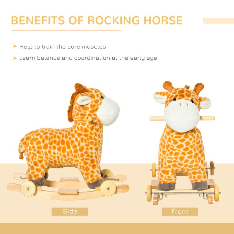 Yellow Kids' Rocker: Giraffe Plush Rocking Horse with Sounds