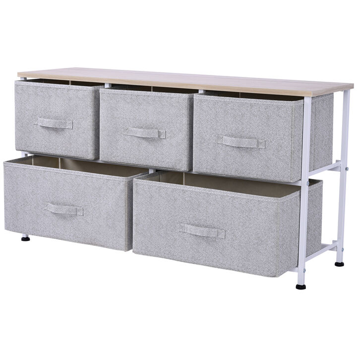 40"  Storage Cube Dresser Unit Shelf Organizer with 5 Fabric Drawer Bins