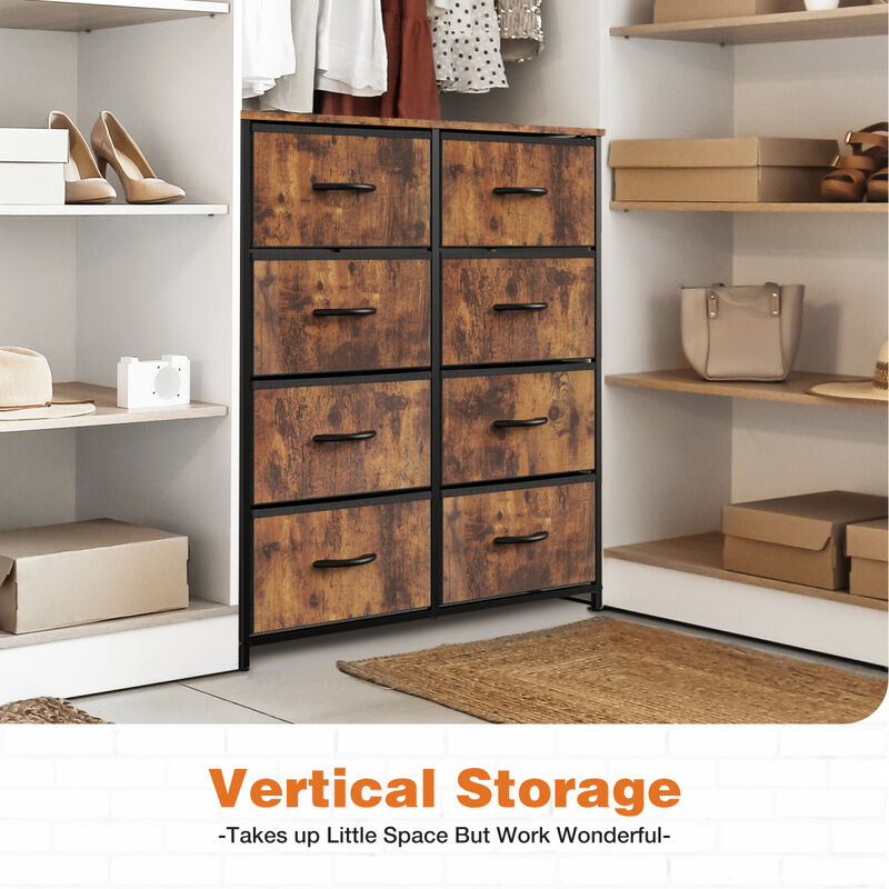 8-Drawer Fabric and Wood Tall Bedroom Dresser