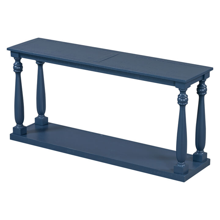Merax Vintage Wood Grain Console Table with Bottom Shelf
