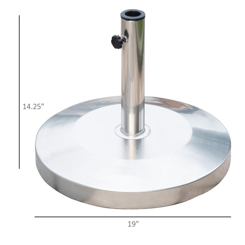 Stainless Steel Umbrella Stand: 55lb Round Base with Heavy Cement Bottom, Mirror Finish