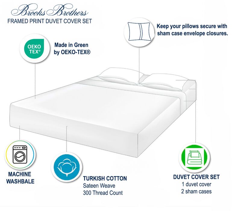 Brooks Brothers Framed Print Cotton Sateen Duvet Cover Set