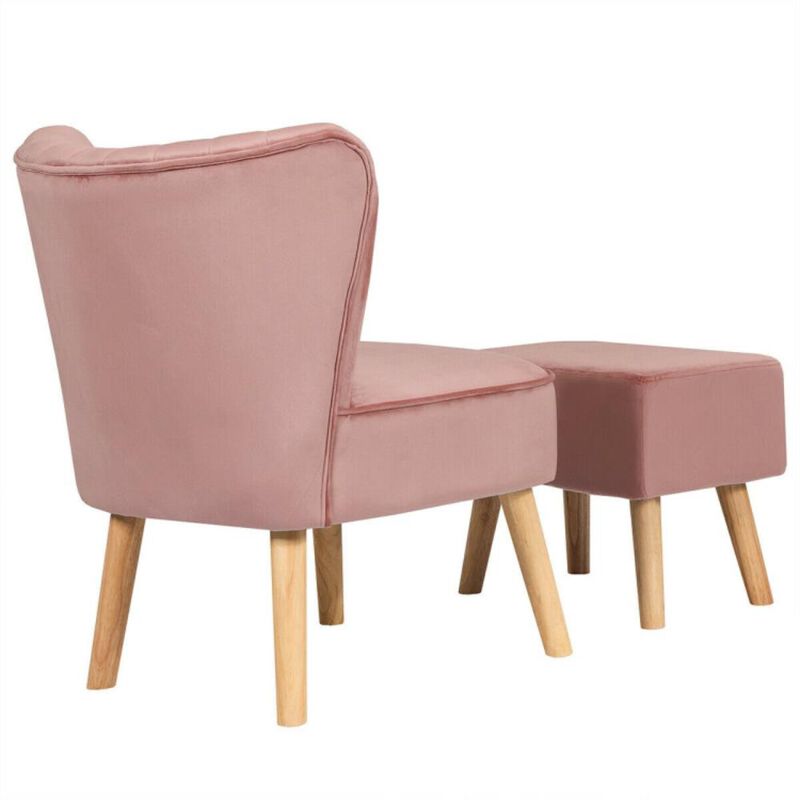 Hivvago Modern Accent Chair Ottoman Set with Footstool